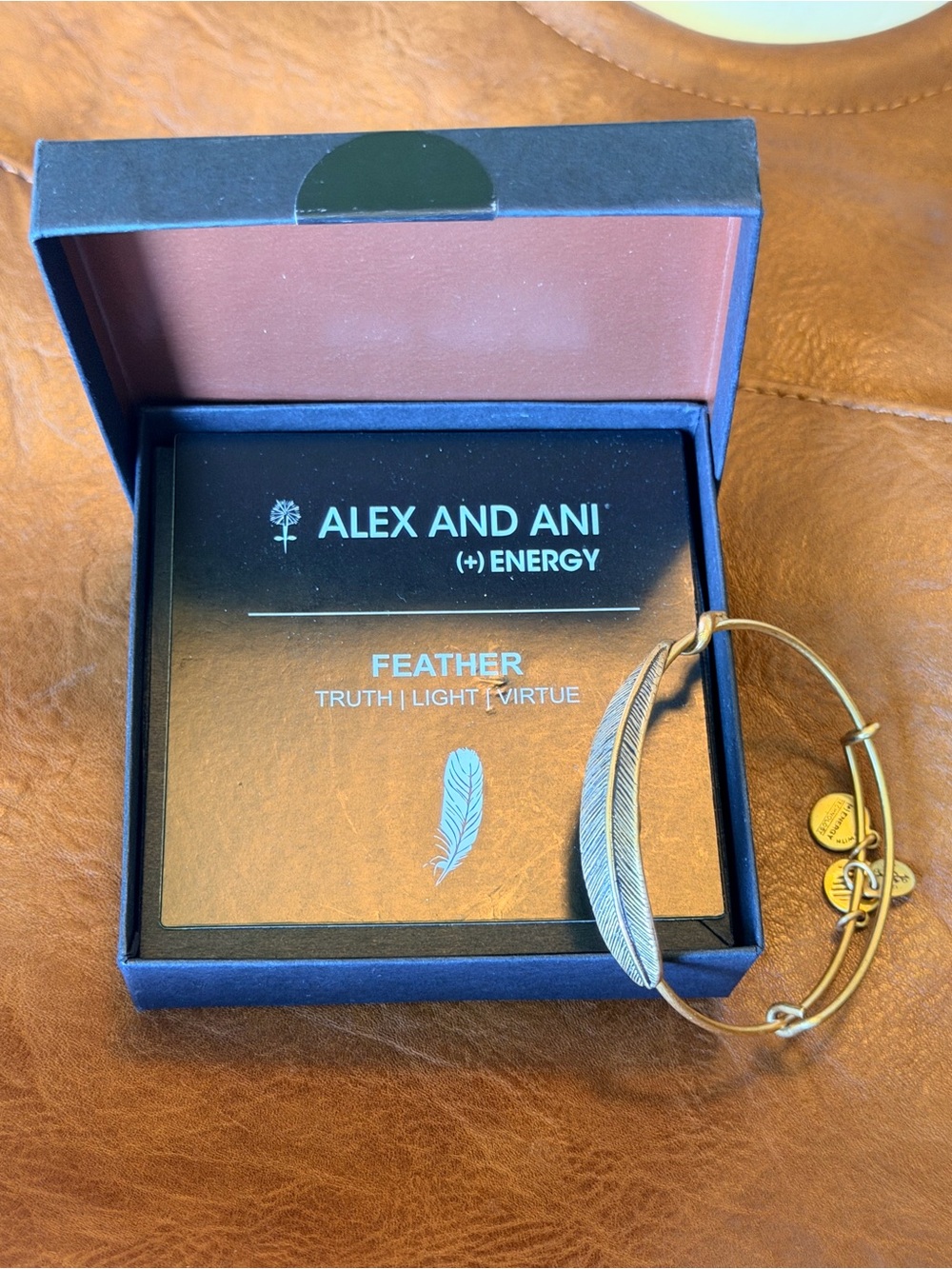 Alex and Ani Feather Bangle Bracelet in Gold and Silver Tones